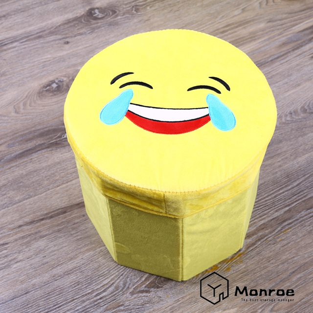 Taburete plegable de franela Emoji - Comprar otomana de almacenamiento